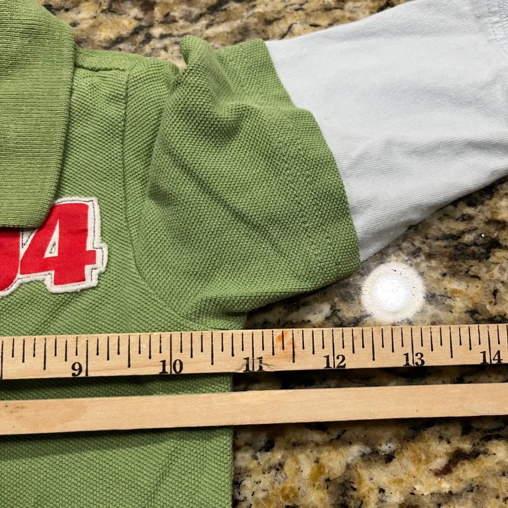 Vintage Old Navy Baby Boys Green Layered Long Sleeve Polo Shirt Varsity 6-12M